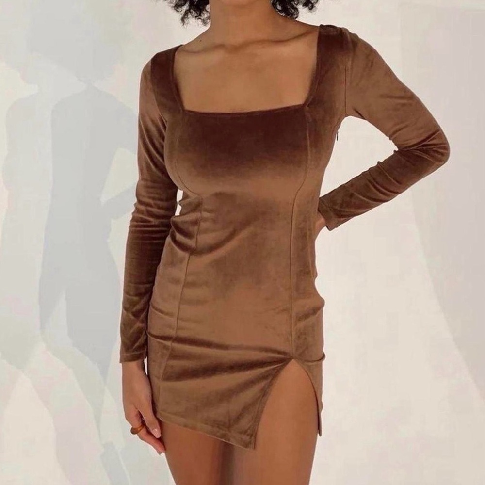 Princess Polly Brown Velvet Mini Dress